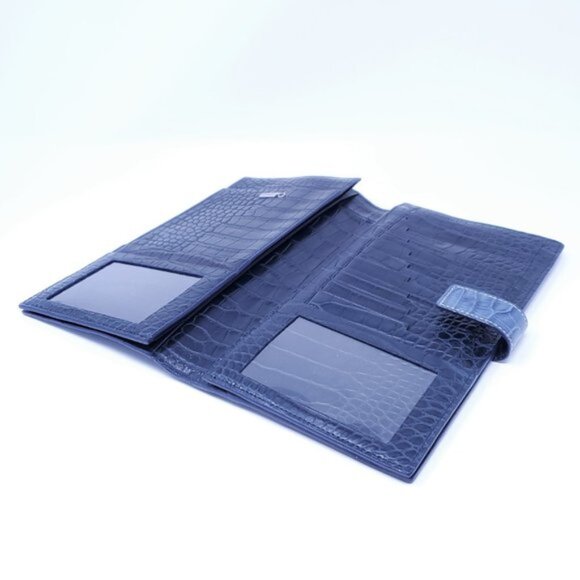 ZILLI Voyageur Wallet in Cornflower Blue Matte Crocodile - Picture 3 of 9